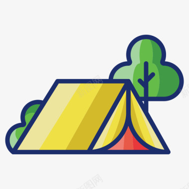 露营地夏季旅行2线性颜色图标图标