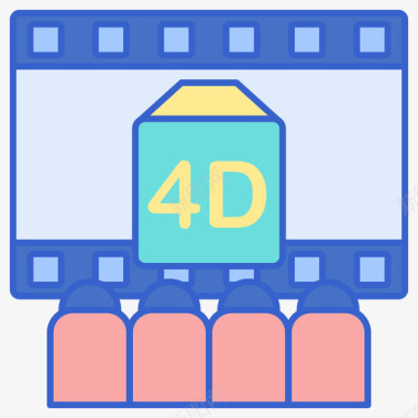 4d电影电影院1线性颜色图标图标