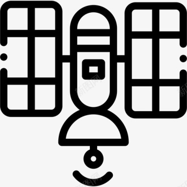 卫星互联网和技术6线性图标图标