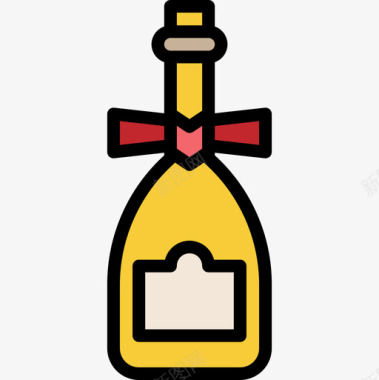 香槟礼物21线性颜色图标图标