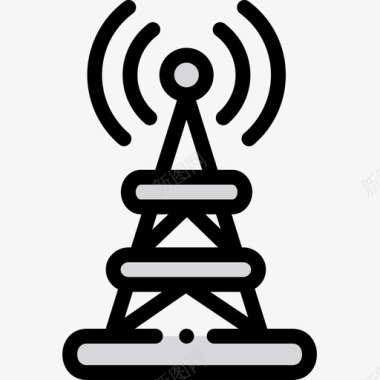 信号塔互联网与技术7线颜色图标图标