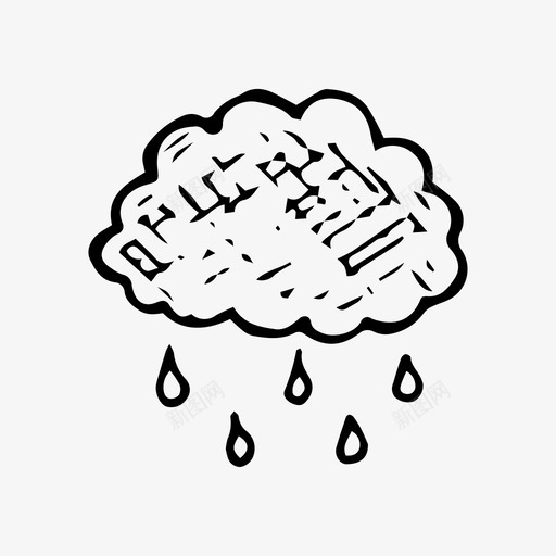 雨云手绘图标svg_新图网 https://ixintu.com 云 天气 天空 手绘 素描 雨