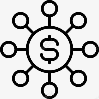 货币全球网络连接共享图标图标