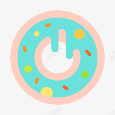 甜甜圈快餐84扁平图标图标