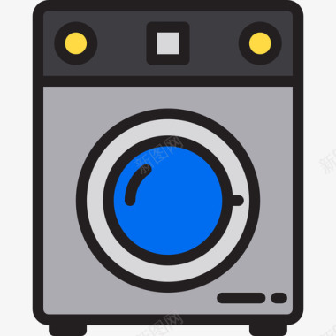 洗衣机酒店旅行3线性颜色图标图标