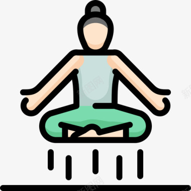 悬浮瑜伽18线性颜色图标图标