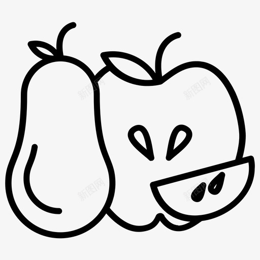 苹果水果梨图标svg_新图网 https://ixintu.com 加粗 感恩节 水果 秋季 粗线条 苹果
