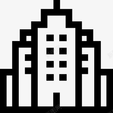 建筑物城市生活14线性图标图标