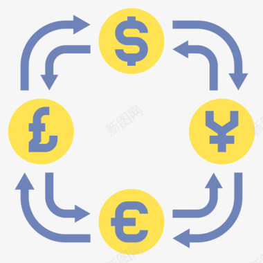 兑换货币服务5平的图标图标