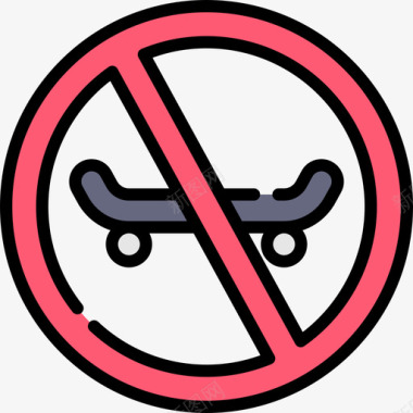 溜冰信号禁止5线性颜色图标图标