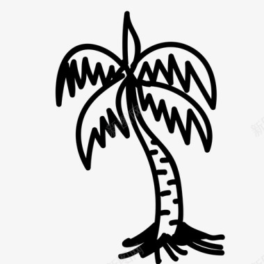 棕榈树海滩植物图标图标