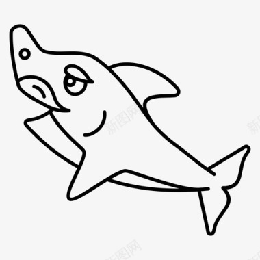 鲨鱼爸爸卡通鲨鱼家庭图标图标