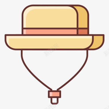 帕梅拉帽夏季旅行线性颜色图标图标