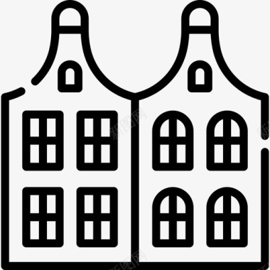 荷兰式房屋类型16直线式图标图标