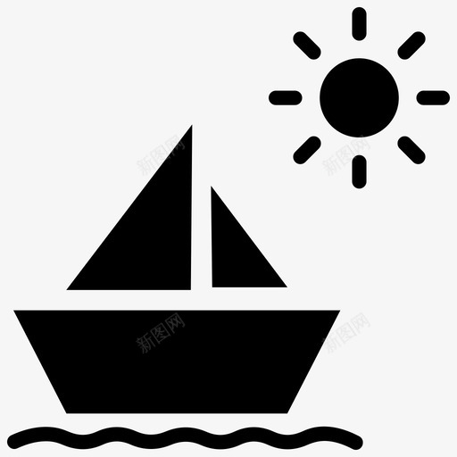 船钓鱼帆船图标svg_新图网 https://ixintu.com 夏季2黑填充 帆船 海上 船 运输 钓鱼