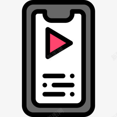 智能手机音频和视频10线性颜色图标图标
