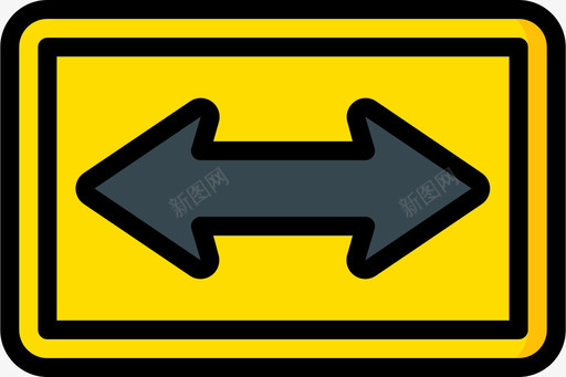 双向美国路标1线性颜色图标图标