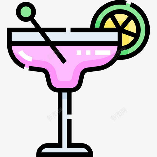 鸡尾酒派对和庆祝活动线性颜色图标svg_新图网 https://ixintu.com 庆祝活动 派对 线性 颜色 鸡尾酒