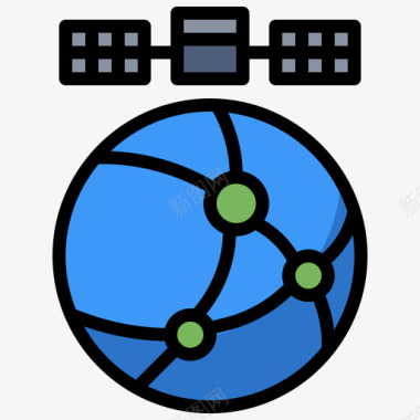 全球卫星9号线性颜色图标图标