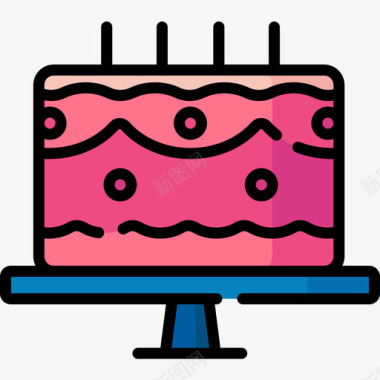 蛋糕派对庆祝13线性颜色图标图标