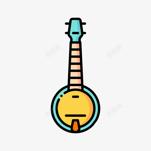 班卓琴32种乐器线纹颜色图标svg_新图网 https://ixintu.com 32种乐器 班卓琴 线纹颜色