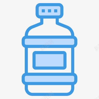 水瓶瓶子和容器5蓝色图标图标