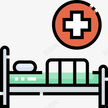 病床健康46线性颜色图标图标