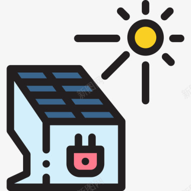 太阳能电池板未来技术12线性颜色图标图标
