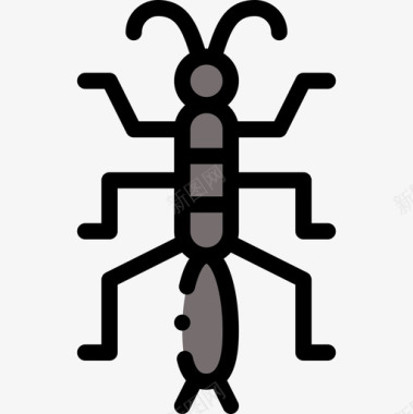 树龙虾昆虫40线形颜色图标图标