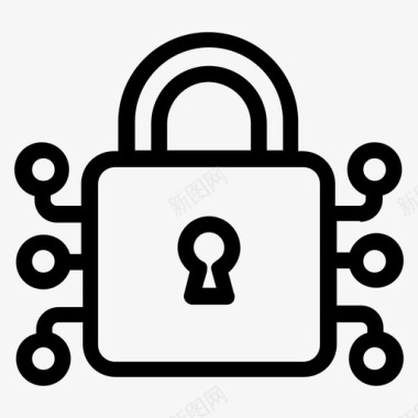 网络安全线向量密码学数字加密图标图标