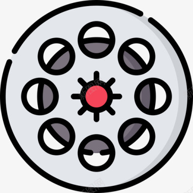 电影胶片电影工业3线性颜色图标图标