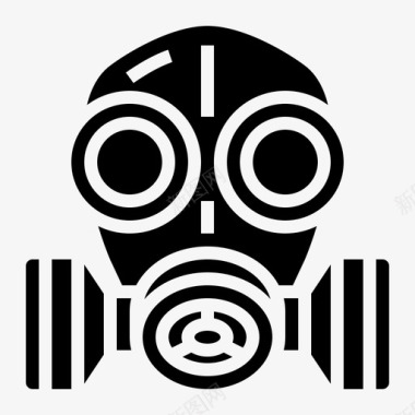 防毒面具空气污染填充图标图标