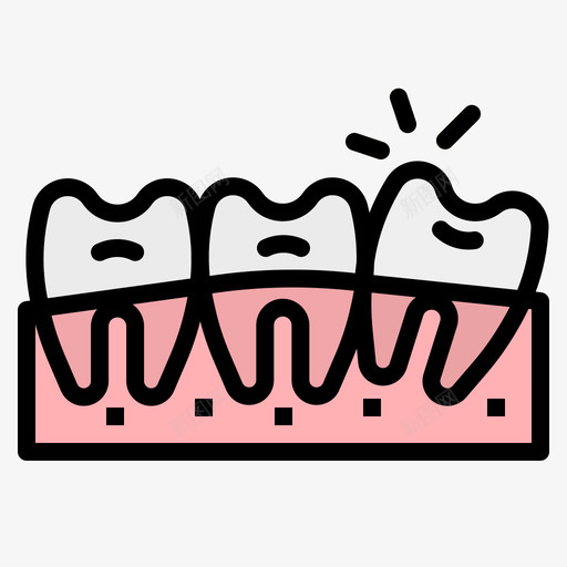 错位牙齿43线形颜色图标svg_新图网 https://ixintu.com 牙齿 线形 错位 颜色