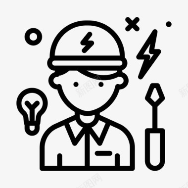 电工男性职业2直系图标图标