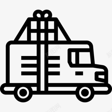 送货车数字商务直线图标图标