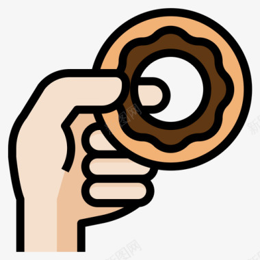 甜甜圈咖啡店120线性颜色图标图标