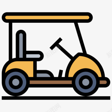 高尔夫球车运输173线性颜色图标图标