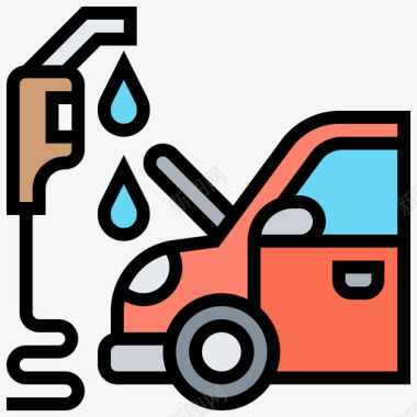 加油站汽车保养3线条颜色图标图标