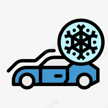 冻结汽车服务5线性颜色图标图标