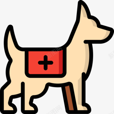 救援犬救援与响应2线性颜色图标图标