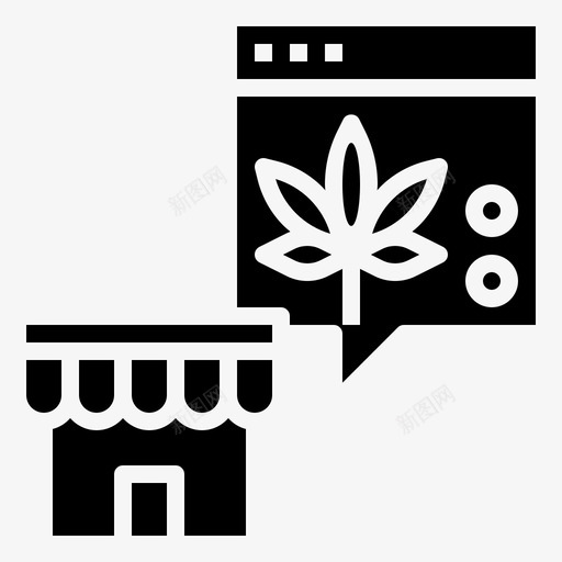 在线商店大麻高级图标svg_新图网 https://ixintu.com 医疗保健和医疗 在线商店 大麻 大麻字形 高级
