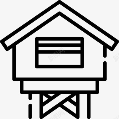 海滨小屋房屋类型16直线型图标图标