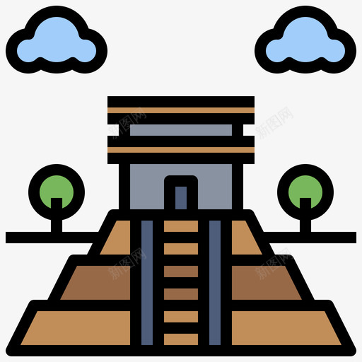 ChichenItza世界地标4线性颜色图标svg_新图网 https://ixintu.com Chichen Itza 世界 地标 线性 颜色