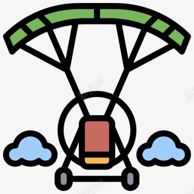 动力降落伞运输173线性颜色图标图标