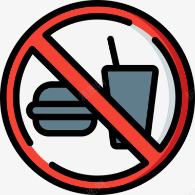 禁止进食警告标志2线条颜色图标图标