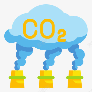 二氧化碳生态环境7平坦图标图标