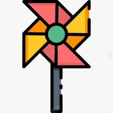 Pinwheel弹簧82线性颜色图标图标