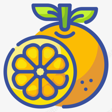 橙色水果和蔬菜48线形颜色图标图标