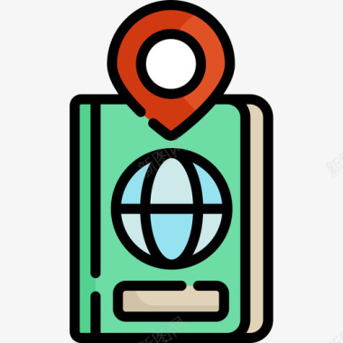 护照探险旅行正色图标图标