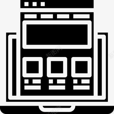 笔记本电脑浏览器和接口10实心图标图标